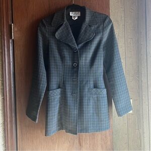 VTG La Belle Women's Dark Gray-Brown Plaid Blazer